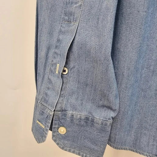 American Eagle Men’s Blue Denim Button-Front Shirt Size Large Athletic Fit China