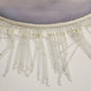 Frosted Purple Glass Lamp Shade Hand Painted Violets Beaded Fringe 16" Vintage