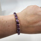 Silver Tone & Purple Crystal Glass Faceted Rhinestone Black Corded Bracelet 3.5"