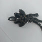 Black Crystal Cluster Dangle Earrings Gunmetal Rhinestone 2" Fashion Jewelry Vtg