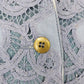 Together! Denim Batwing Jacket Missy S Gold Buttons Lace Trim 1980s Vintage