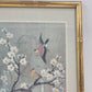 Birds Cherry Blossoms Chinese Silk Print Bamboo Framed Matted 13" x 17"
