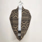Geometric Tribal Infinity Scarf Brown Cream Acrylic Knit Neck Warmer 12x30" Vtg
