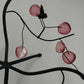 Black Metal Pink Leaf Flower Serving Bowl Stand Display Vintage 1990s 5.25"