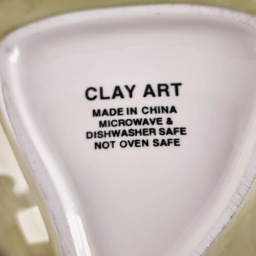 Clay Art Brand Wine Glass Shape Snack Nut Dish Painted Wine and Grapes Spoonrest