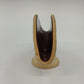 Pottery Napkin Holder Flying Winged Dog Motif Beige Brown Fan Shape 6.5" Repair