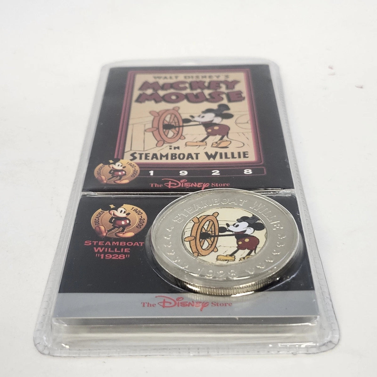 Disney Store Decades Coin #1 Steamboat Willie Mickey Mouse 1928 Sealed China Vtg