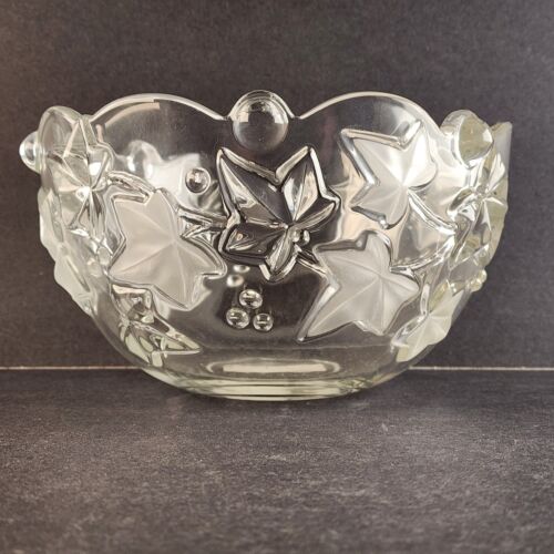 Mikasa Parisian Ivy Crystal Glass Serving Bowl Clear w Frosted Leaves 8¾" S5199