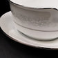 Noritake Tahoe Contemporary Fine China Gravy Boat w Underplate White Flowers 3"h