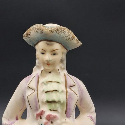 Colonial Man & Woman Figurines 10.5" Painted Porcelain Bisque Occupied Japan