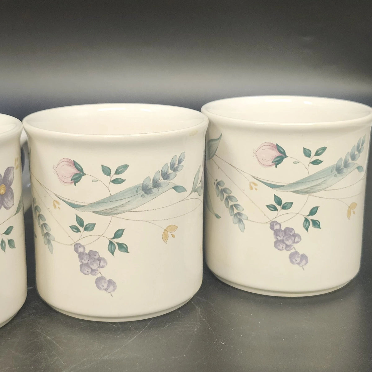 Pfaltzgraff April Floral Coffee Tea Mugs Cups Set of 4 Stoneware 3.25" USA