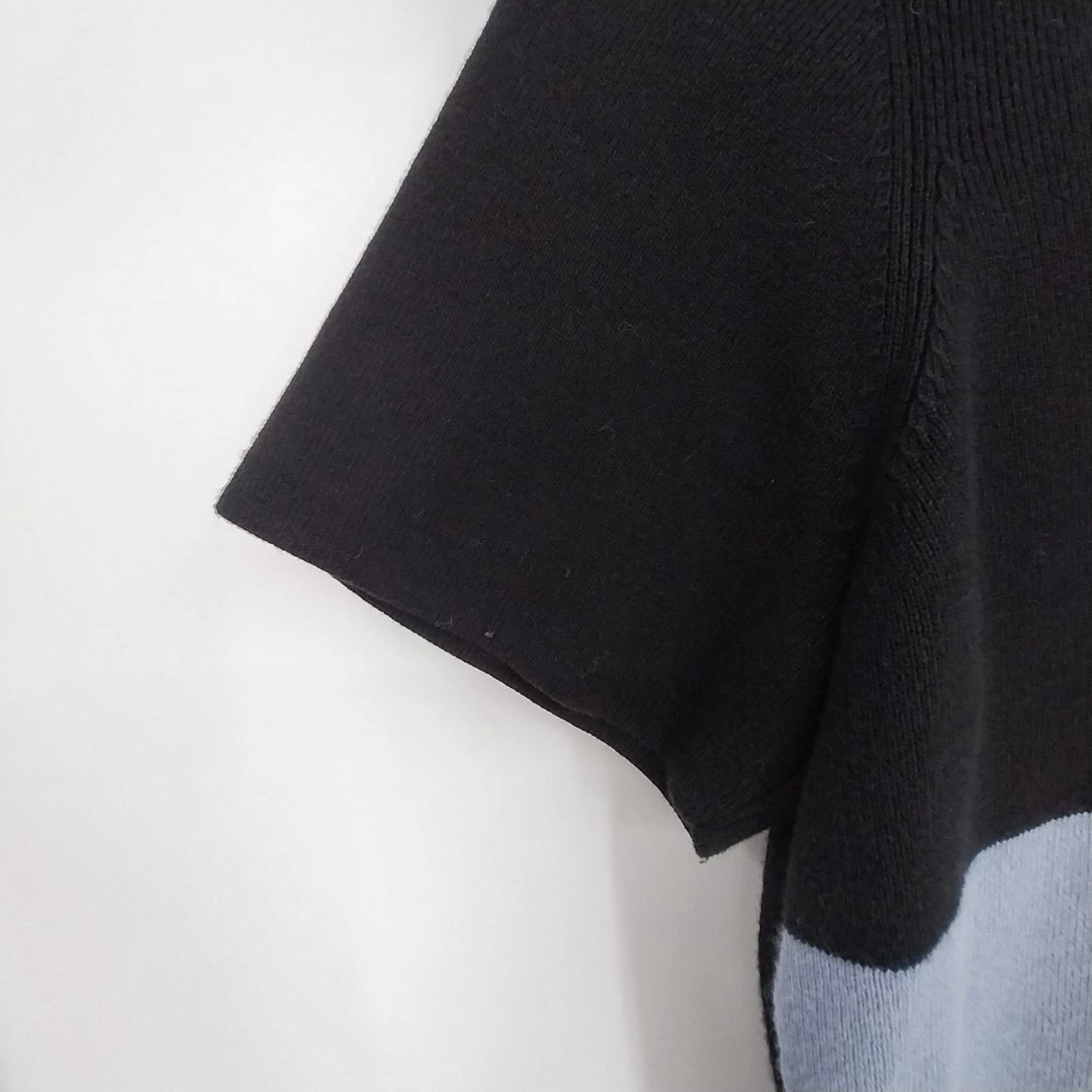 Designers Originals Color Block Top Women XL Black Blue Short Sleeve Cotton