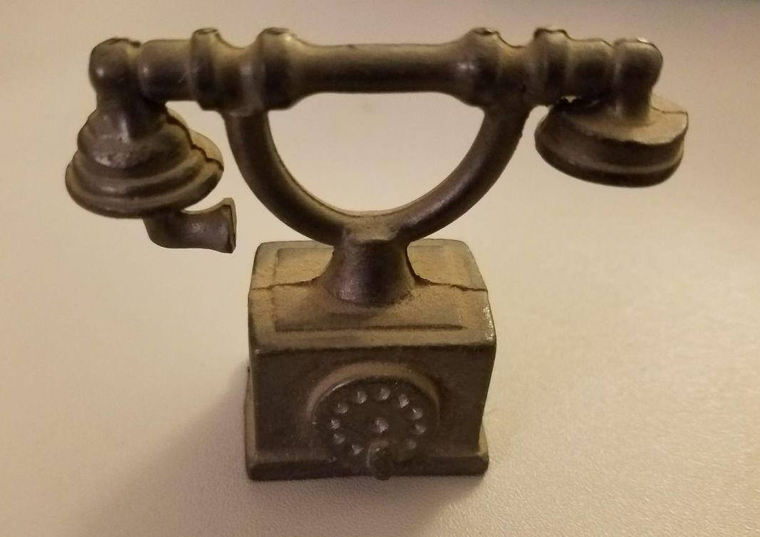 Miniature Pewter Antique telephone phone mini dollhouse