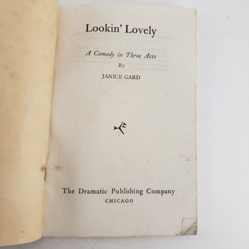 Lookin' Lovely a Comedy in Three Acts 1930 Sergel's Acting Drama Paperback Promo
