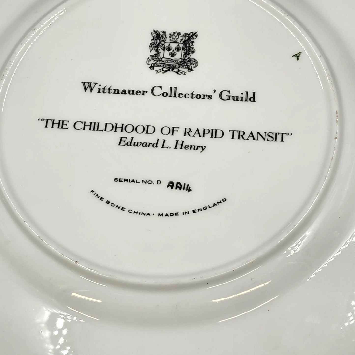 Wittnauer Collectors' Guild Plate DAA14 Childhood of Rapid Transit Bone China