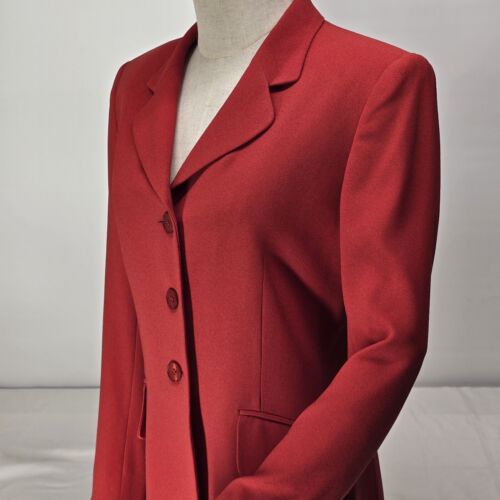 Jones New York Red Blazer 3 Button Closure Size 4 Lined 2 Pockets Poly Fabric