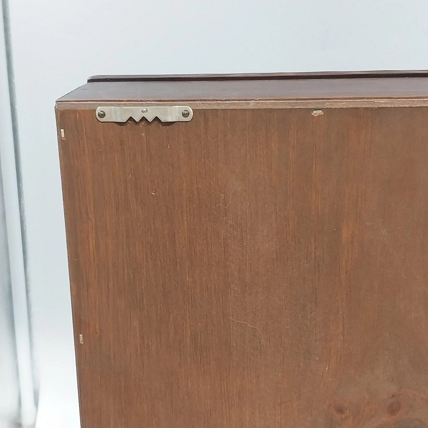 Wood Shadow Box Display Case Glass Door 14 Cubbies Wall Mount 16" Vintage