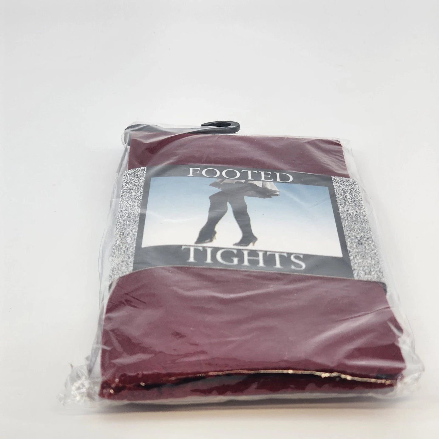 Vintage NOS Maroon Footed Tights 100% Nylon Burgundy Womens OS