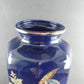 Toyo Kutani Cobalt Blue Vase Japan 10.5" Gold Inlay Peacock Flowers Vintage