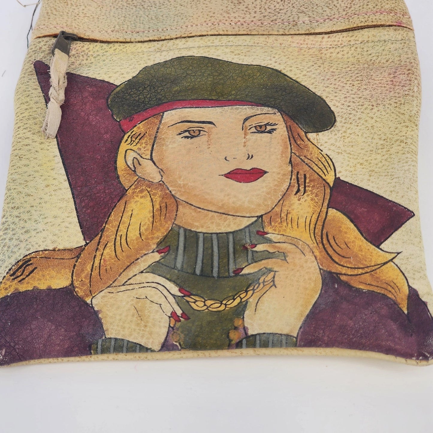 Emily Ann Hand Painted Leather Satchel Pretty Lady Boho Purse