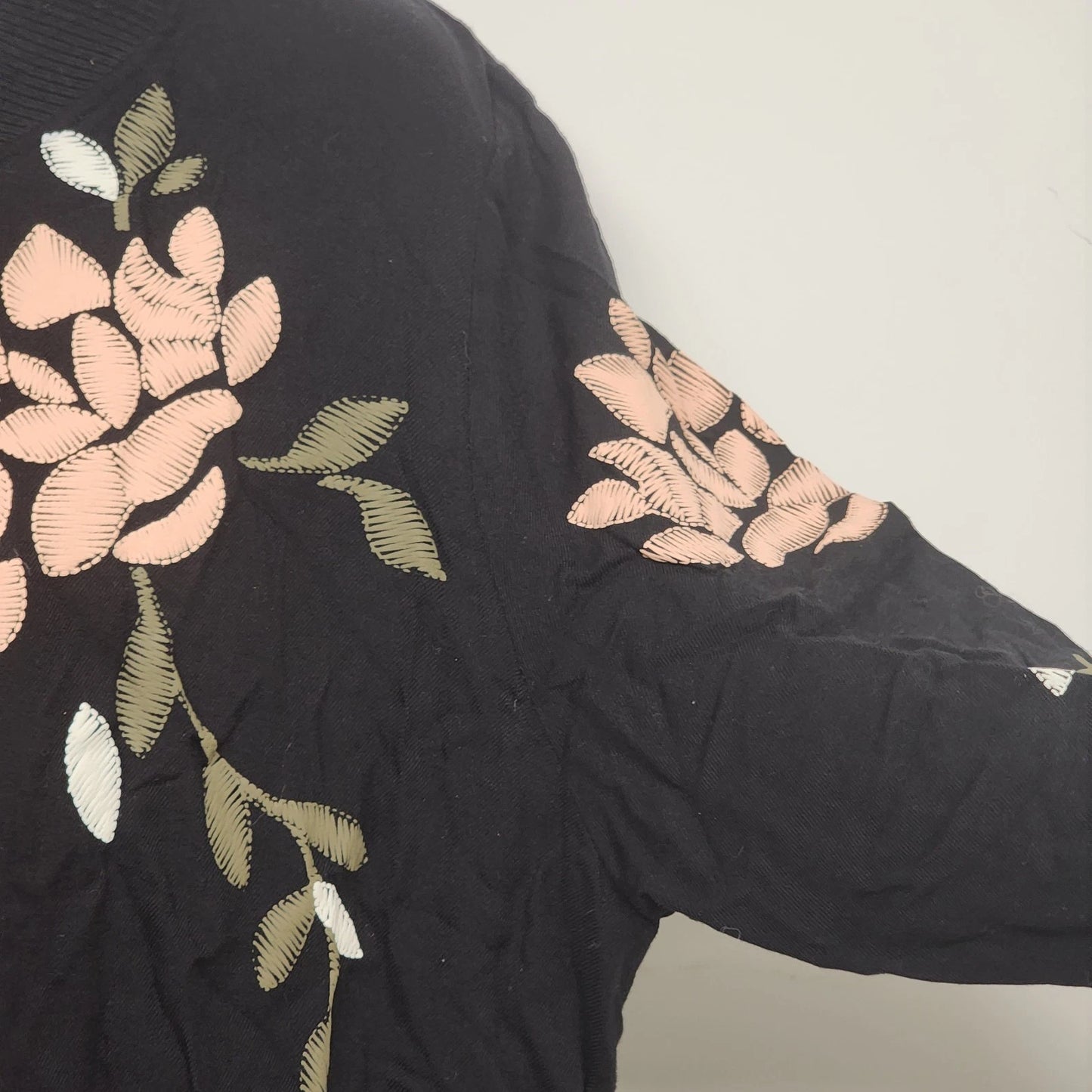Living Doll Floral Zip Up Jacket XL Black Y2K Goth Fairy Top