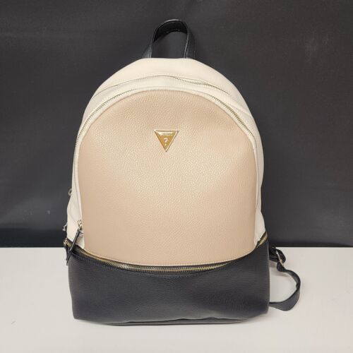 GUESS Women's Leather Backpack Triangle Logo 3 Zipper 3 Color 16" Tall Preowned