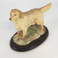 Arnart Imports Golden Retriever Dog Figurine on Wood Base 8.5" Taiwan 1984 Vtg