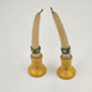 2 pc Erzgebirge Wood Miniature Candle Holders Tapers Yellow West Germany 5"