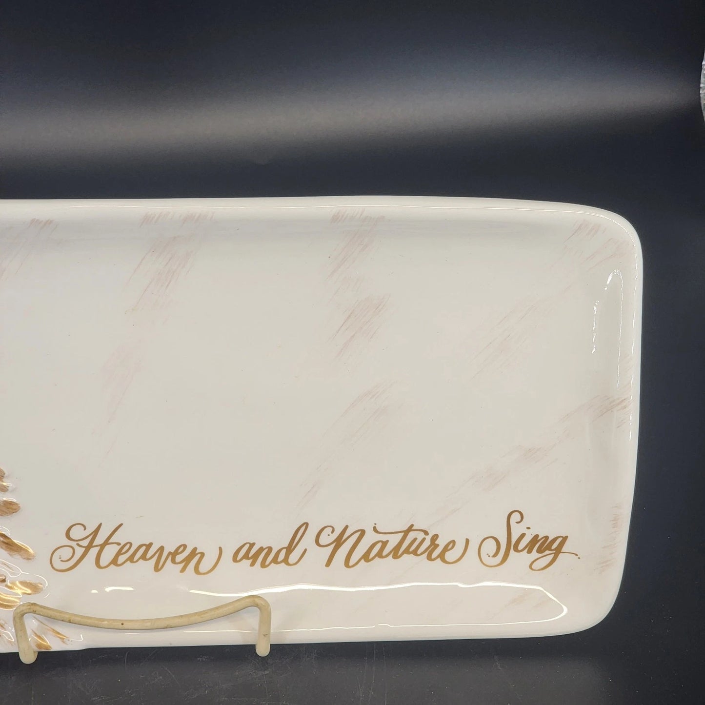 Burton Heaven & Nature Sing Christmas Platter Carla Grogan 13.5" Ceramic Vtg