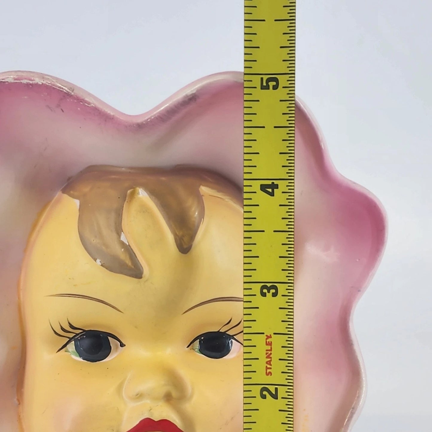 Napco Baby Girl Head Vase Pink Bonnet Ceramic Japan Vintage