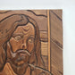 Wood Intarsia Jesus Christ Wall Art Carved Panel 24" Sq Religious Vintage