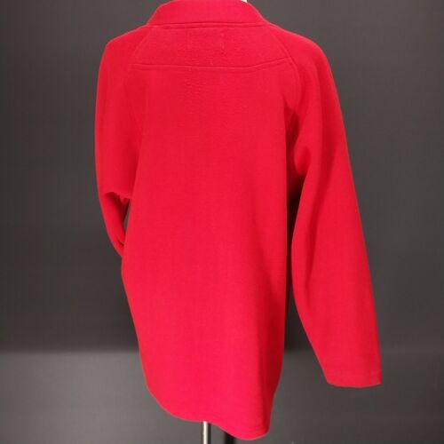 Lauren Brooke Red V Neck Button Sweatshirt Long Sleeve Pockets Woman's Small