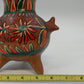 Hand Painted Floral Terracotta Tripod Vase Mexican Pottery Brown Multicolor 6.3"