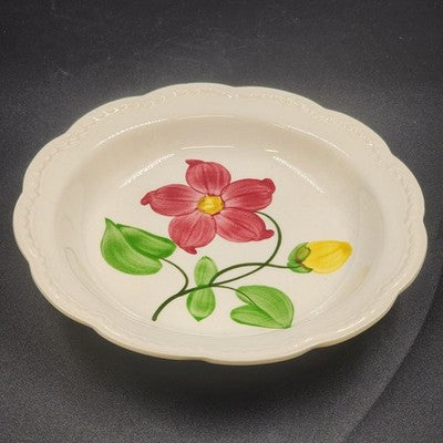 Stetson Pottery Joy 8.25" Serving Bowl Hand Painted Red Yellow Floral 1950s