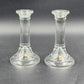 2 Heavy Clear Glass Candlestick Holders Pillar Round Height Choice Poland Vtg