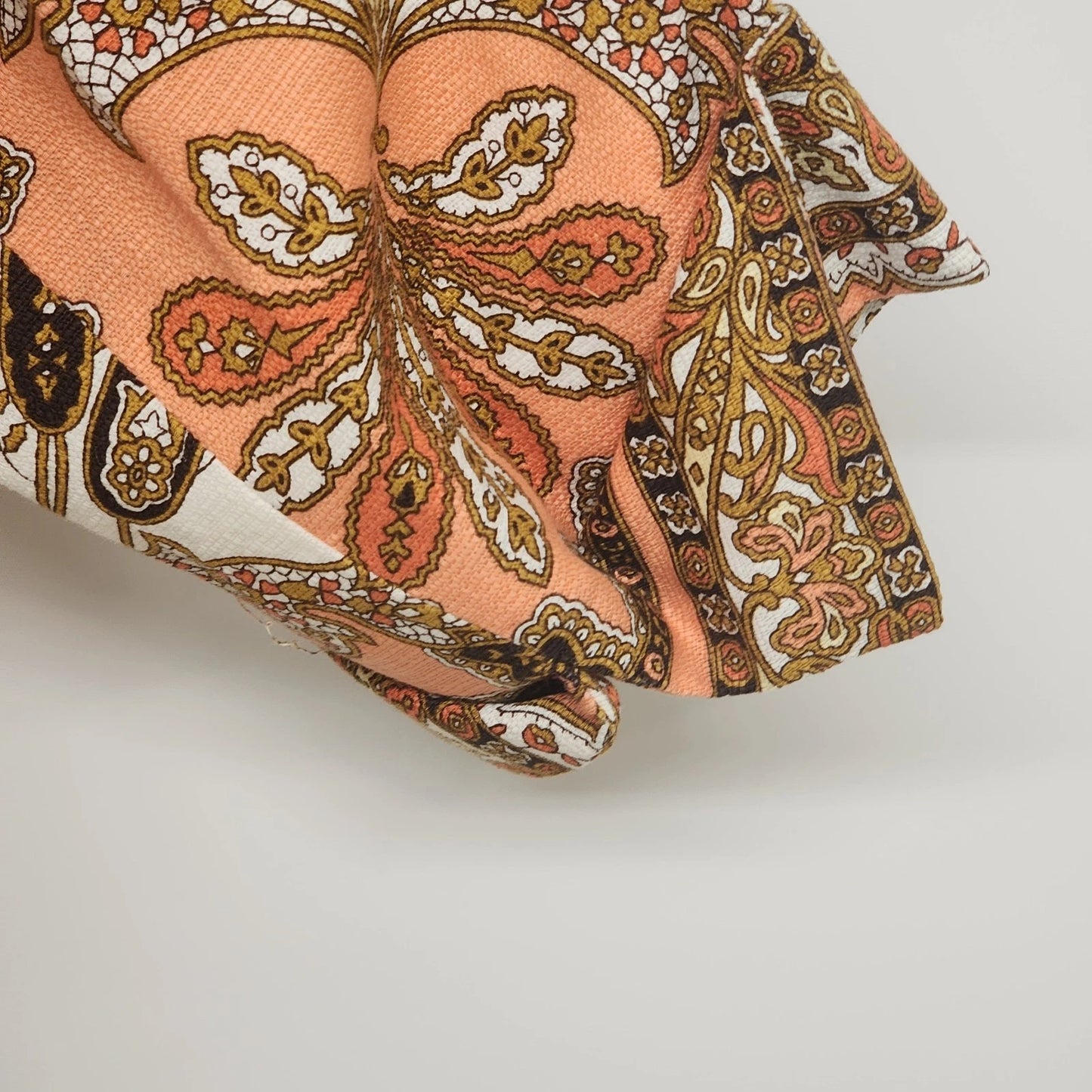 Talbots Women’s 16P Cotton Jacket Orange Paisley Floral Open Front 3/4 Sleeve