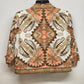 Talbots Women’s 16P Cotton Jacket Orange Paisley Floral Open Front 3/4 Sleeve