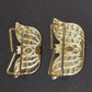 Hexafoil Design Scarf Holders Brooch Clip Gold Tone & Black Enamel Tulip Shaped