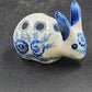 Blue White Porcelain Bunny Rabbit Flower Frog 4.5" 5 Holes Floral Holder