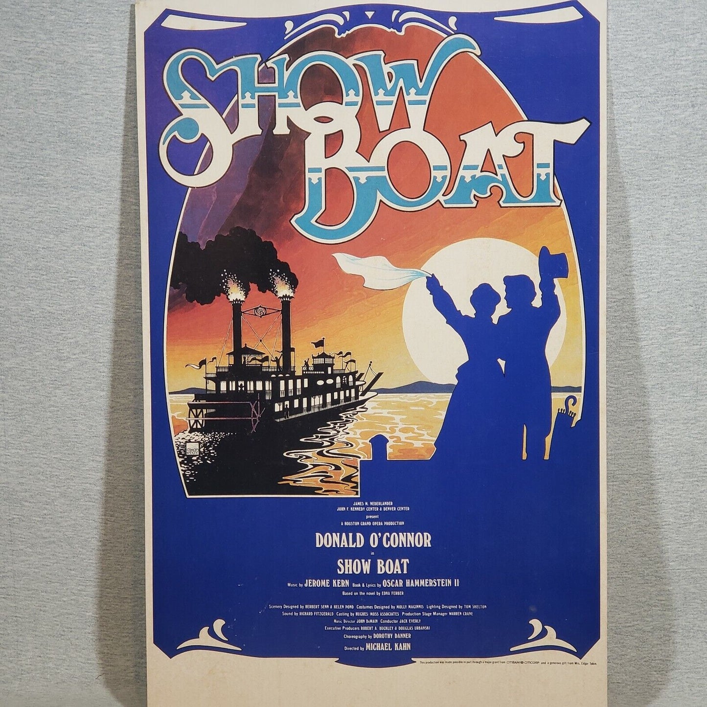 SHOW BOAT Denver Opera Production Window Card Starring Donald O'Conner 14" x 22"