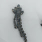 Black Crystal Cluster Dangle Earrings Gunmetal Rhinestone 2" Fashion Jewelry Vtg