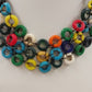 Boho Necklace Multicolor Disc Netting Statement Acrylic Cord Ball Loop Closure