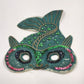 Hand Sewn Vintage Mardi Gras Green Fish Mask Sequins Beads