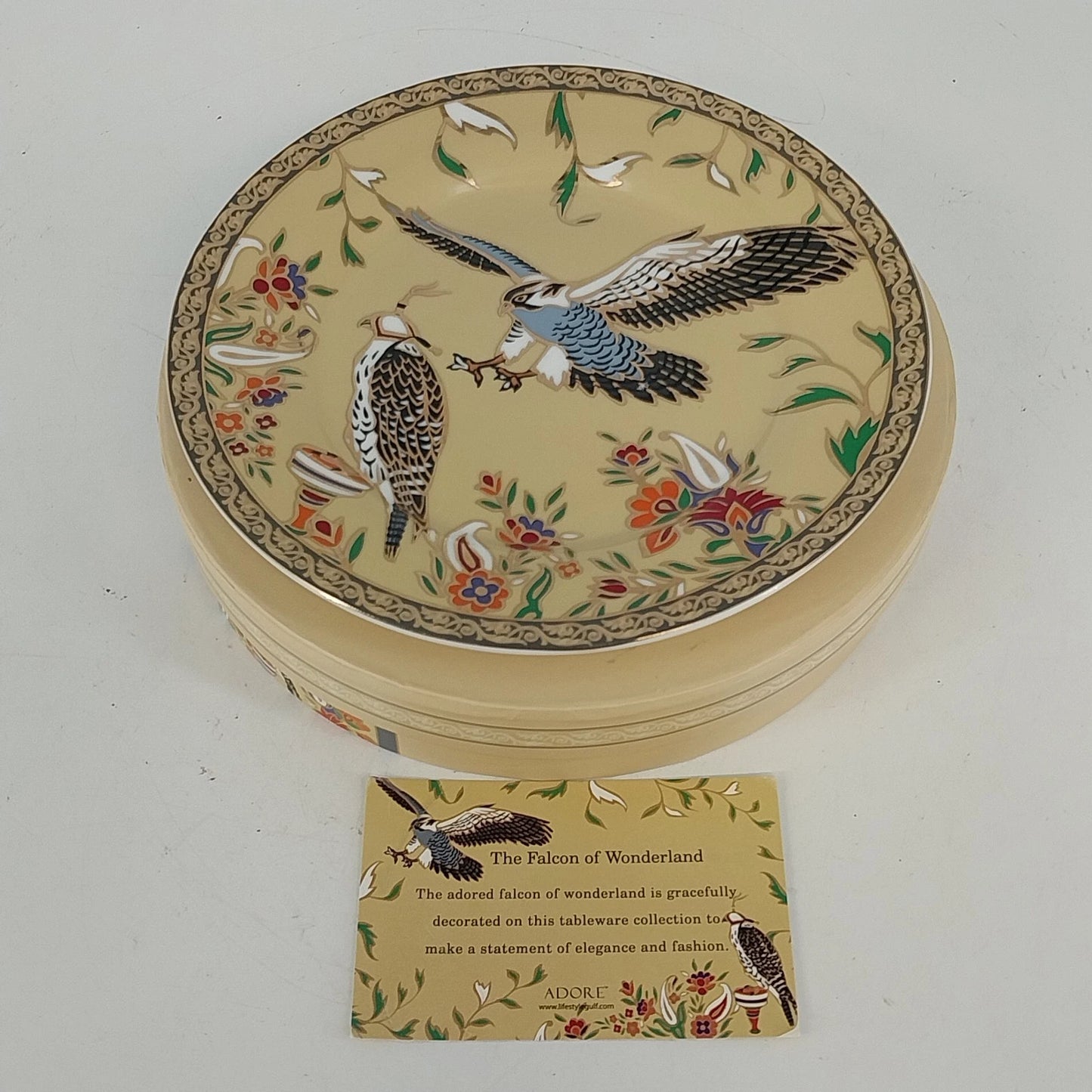 Adore Falcon of Wonderland China Plate 7.5" Bird & Floral Collectible Boxed Vtg