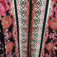 Angie Boho Floral Tunic Top Womens Medium Black Pink Rose