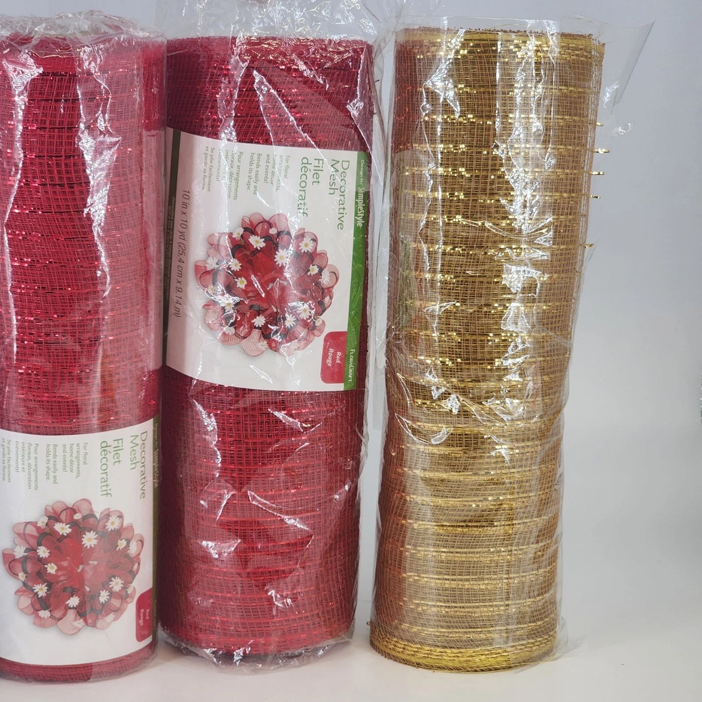 4 Rolls Deco Mesh Ribbon 10" x 30 ft Each Metallic Sparkle Wreath Supplies China
