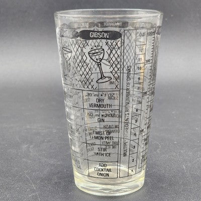 Irvinware Cocktail Mixer Shaker Glass w/ 1950s Drink Recipes USA Barware Vtg