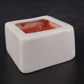 White Ceramic Square Container Candle Red Wax Single Wick Unused Vintage