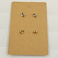 Set of 2 Gold Tone Cloisonné Stud Earrings Blue Floral & Butterfly