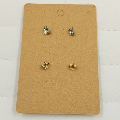 Set of 2 Gold Tone Cloisonné Stud Earrings Blue Floral & Butterfly